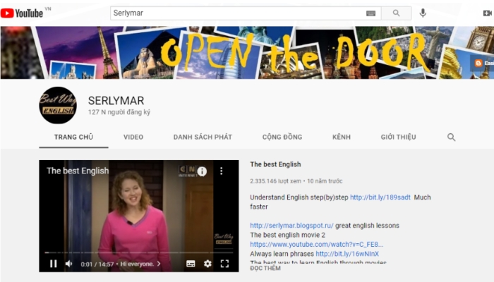 Serlymar – kênh Youtube học tiếng Anh có phụ đề 
