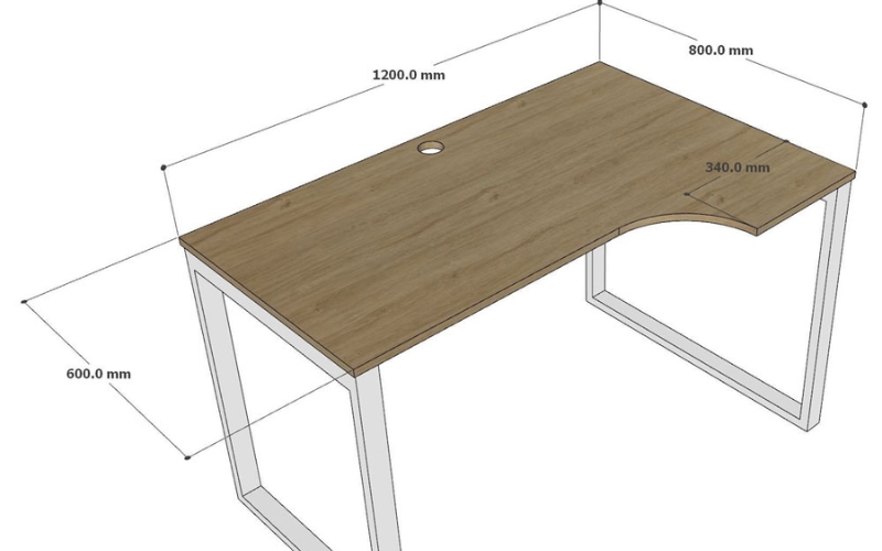 chiều rộng bàn làm việc