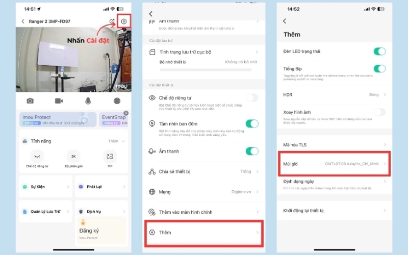 chỉnh múi giờ phù hợp